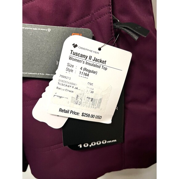 NWT $259 Obermeyer Tuscany II Women's 4 Ski Jacket Coat Faux Fur Purple Winter - Picture 10 of 16